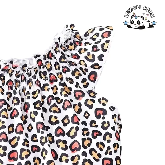 LEZONKIDS - Vestidos casuais de swing A-line de manga com babado de alta qualidade para meninas de 2 a 8 anos